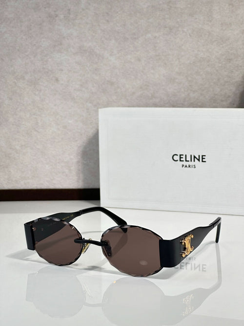 Celine sunglasses with dark brown lenses and black rectangular frames