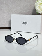 Celine black square-frame sunglasses with gold-tone temples and dark lenses