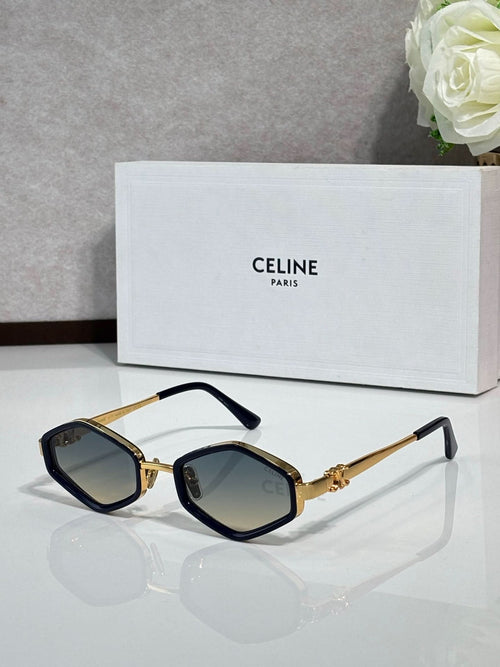 Celine black square-frame sunglasses with gold-tone temples and dark lens tint