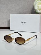 Celine tortoise square-frame sunglasses with gold-tone temples and dark brown lenses