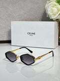 Celine black square-frame sunglasses with gold-tone temples and dark lenses