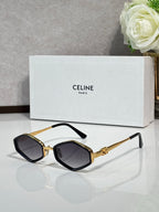 Celine black square-frame sunglasses with gold-tone temples and dark lenses
