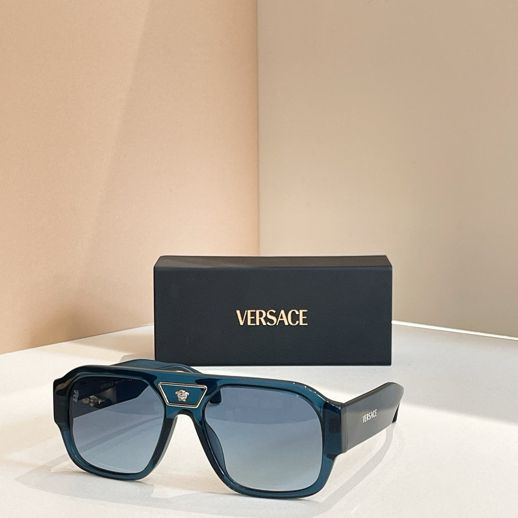 Versace sunglasses with blue frames and light blue lenses