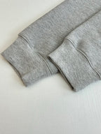 Light gray sweatshirt cuffs and hem, long sleeves with stitched edges