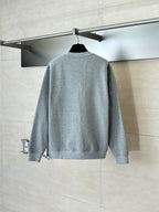 Light gray long-sleeve sweatshirt, back view with crew neck and no front print