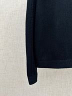 Long-sleeve knit top sleeve with ribbed cuff, dark navy