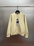Cream sweatshirt with teddy-bear graphic and ribbed crew neck