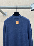 Louis Vuitton knit sweater, dark blue, ribbed turtleneck, small back leather patch