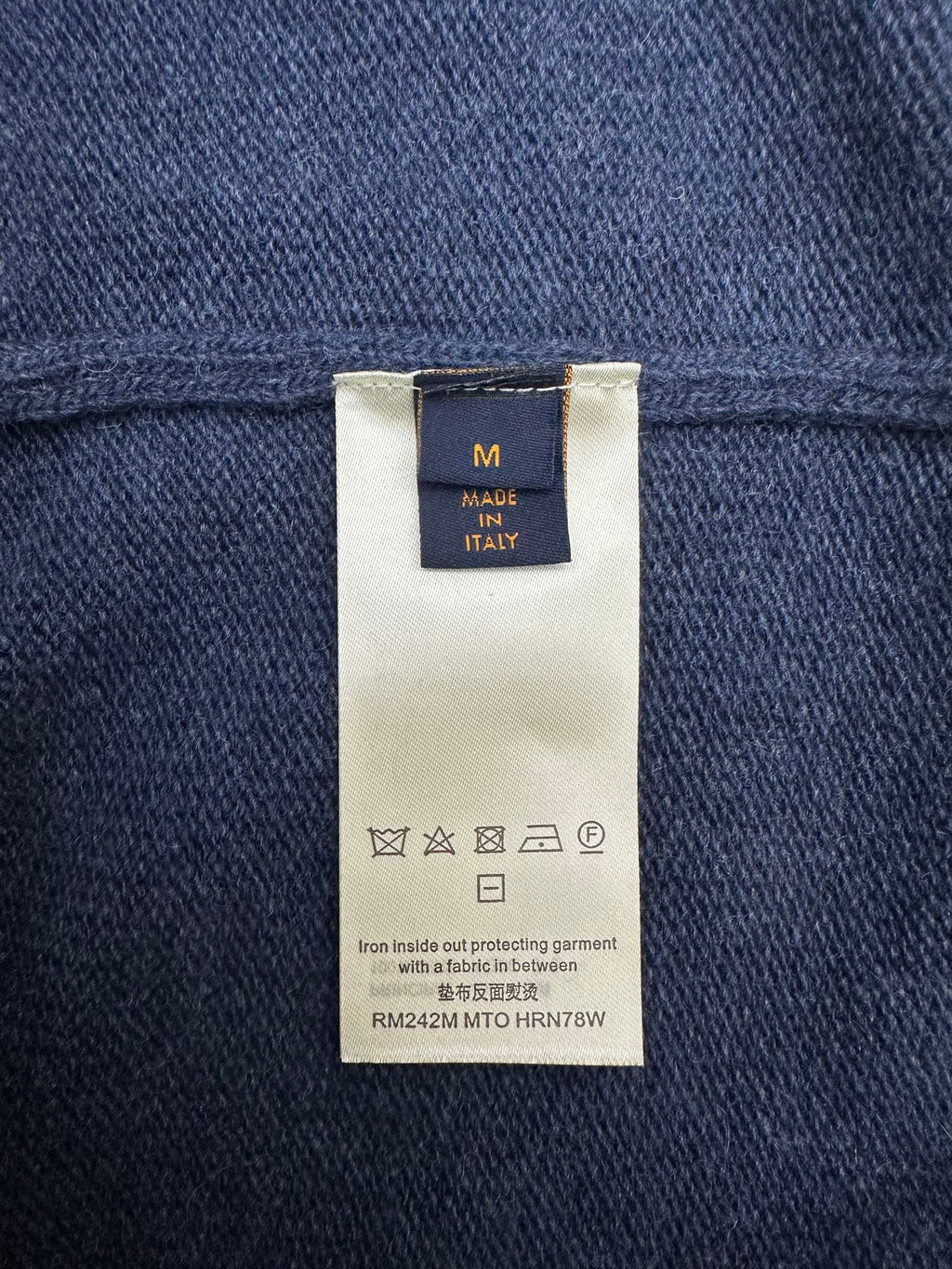Louis Vuitton knit sweater size and care label, Made in Italy