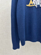 Louis Vuitton knit sweater sleeve and hem, dark blue with ribbed cuffs