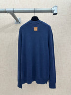 Louis Vuitton knit sweater, dark blue, ribbed turtleneck, small back leather patch