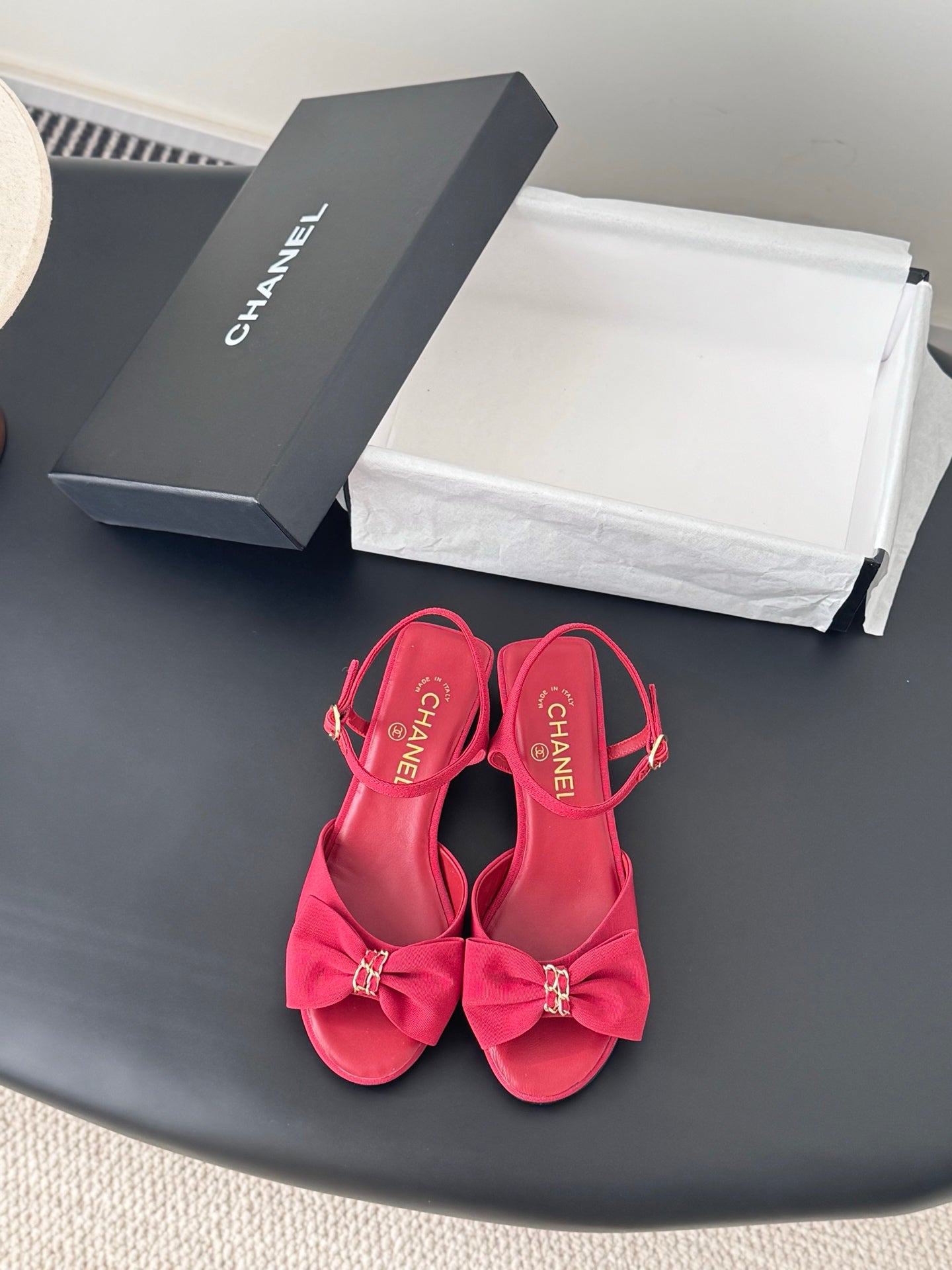 Pink satin sandals for women with bow at toe and ankle strap, block heel