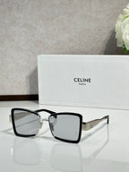 Celine square sunglasses with black frame and gray lenses