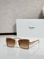 Square sunglasses with tortoiseshell frame and brown-tinted lenses
