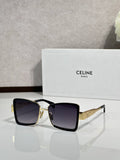 Celine square sunglasses with black frame and dark gray lenses