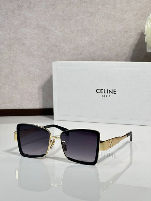 Celine square sunglasses with black frame and dark gray lenses