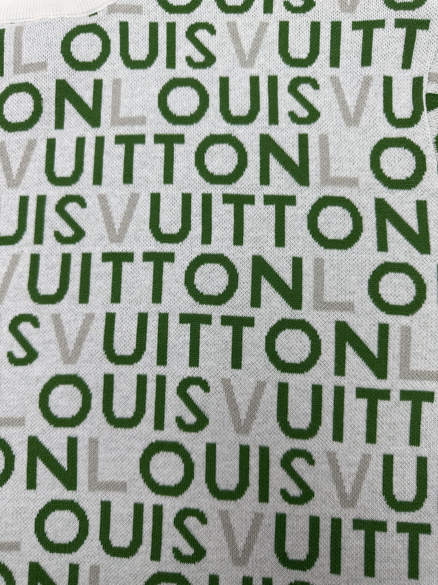 Green-and-white patterned fabric with repeating text-style logo