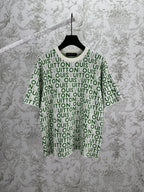 Louis Vuitton short-sleeve top, green and white allover monogram pattern
