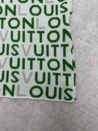Green patterned sleeve with white edge trim