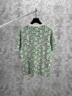 Louis Vuitton short-sleeve top on hanger, green and white monogram repeat