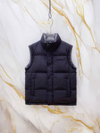 Dark Gucci puffer vest with zip front and quilted front panels