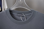 Gray crew-neck T-shirt neckline with inner brand label