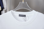 White T-shirt neckline with inner brand tag and short sleeves