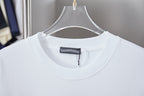 White short-sleeve T-shirt neckline with inner brand label at center