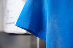 Blue short-sleeve T-shirt hem and sleeve cuff