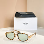 Celine sunglasses with tortoise frames and light green tinted lenses