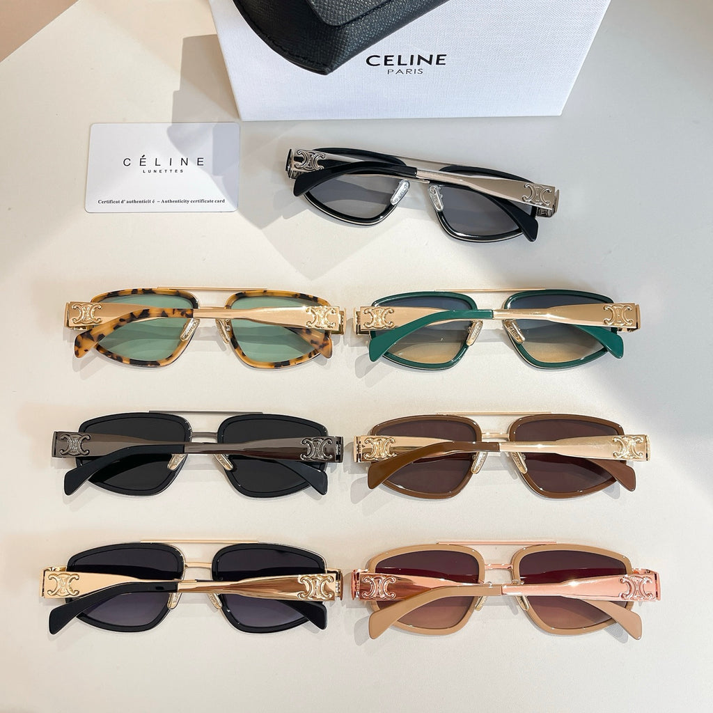 Assorted Celine sunglasses with mixed frames and tinted lenses on display