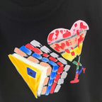 Amiri crewneck sweatshirt close-up of colorful abstract heart and lettering graphic
