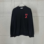 Amiri crewneck sweatshirt in dark color with small red heart A logo on chest