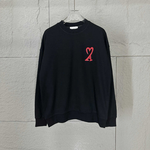 Amiri crewneck sweatshirt in dark color with small red heart A logo on chest