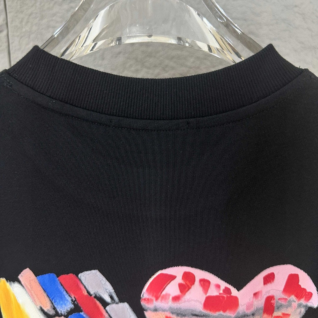 Amiri crewneck sweatshirt ribbed collar with partial colorful graphic print