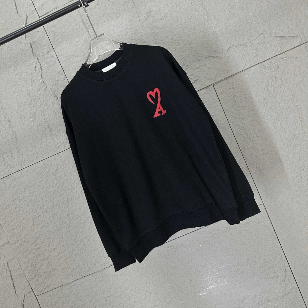 Amiri crewneck sweatshirt in dark color with red heart A logo on chest