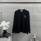 Amiri crewneck sweatshirt, dark navy, red heart graphic on chest