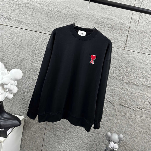 Amiri crewneck sweatshirt, dark navy, red heart graphic on front