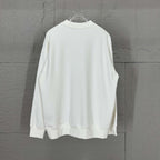 White crewneck sweatshirt back view on hanger