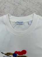 Burberry white crew-neck T-shirt with embroidered Equestrian logo at neckline