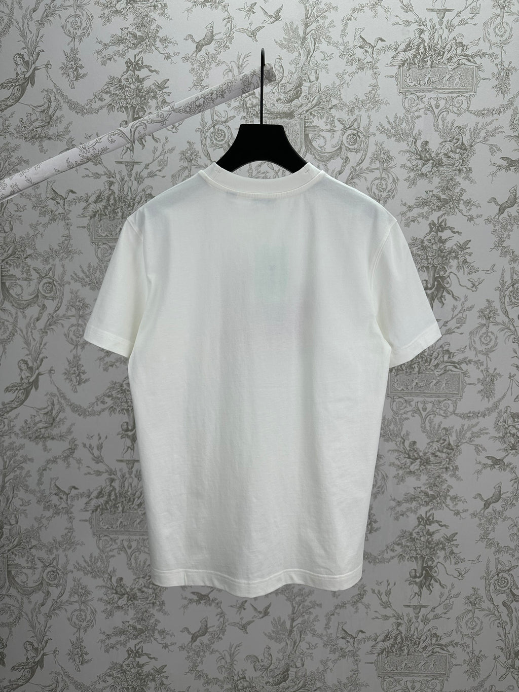 Burberry short-sleeve T-shirt in white, plain back view with crew neck