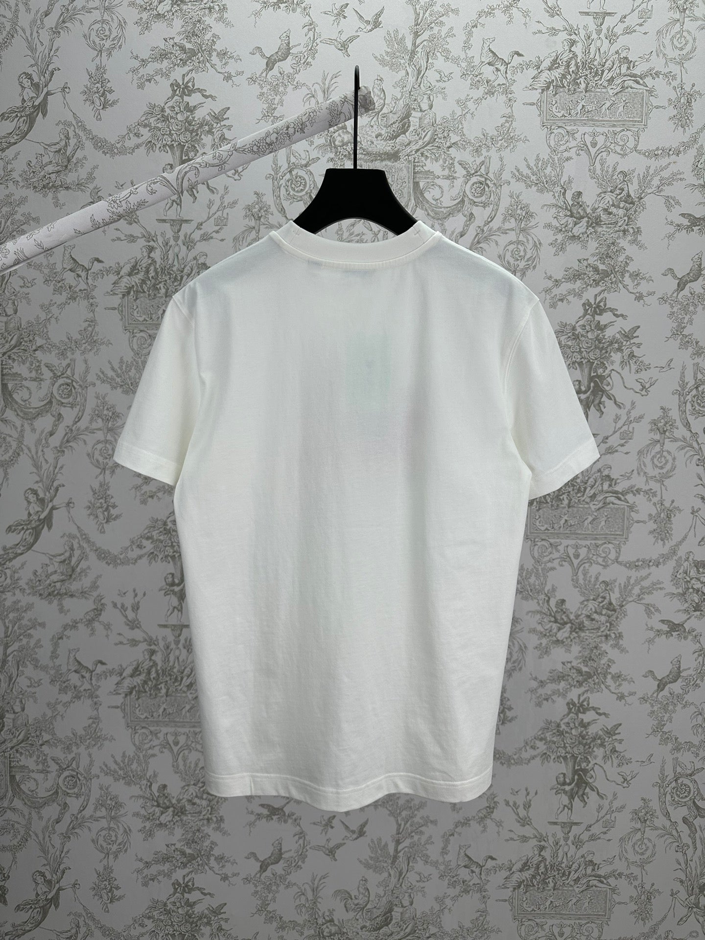 Burberry short-sleeve T-shirt in white, plain back view with crew neck