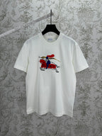 Burberry short-sleeve T-shirt in white with colorful horse rider graphic on front