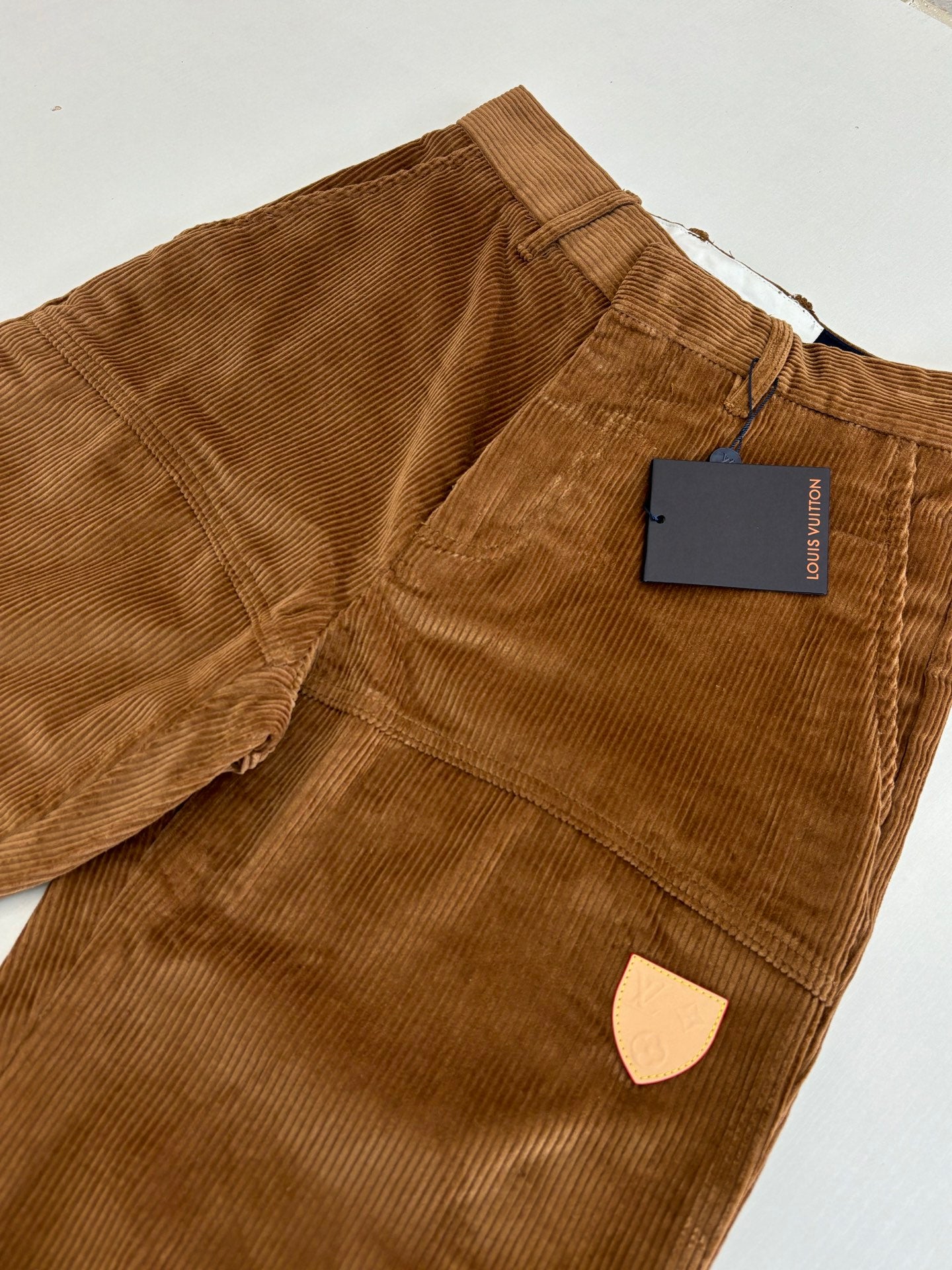 Louis Vuitton brown corduroy pants with inner size label and side pocket detail