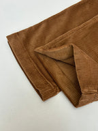 Brown corduroy pants with pleated front and wide leg