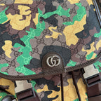Gucci GG logo leather patch on camo-print front flap