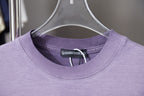 Lavender crewneck T-shirt with branded neck label
