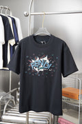 Fendi navy T-shirt with colorful FENDI graphic on the front
