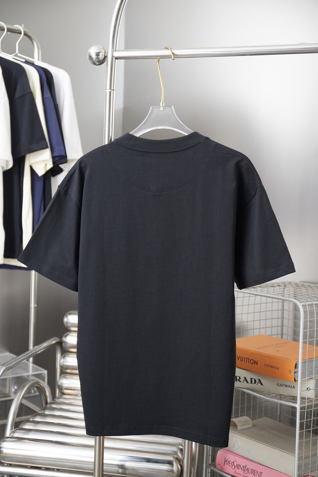 Fendi navy T-shirt back view with crew neckline and short sleeves