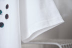 Fendi short-sleeve T-shirt, white with stitched curved hem and sleeve cuff